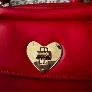 Vintage Escada Red Leather Bag with Heart Details.